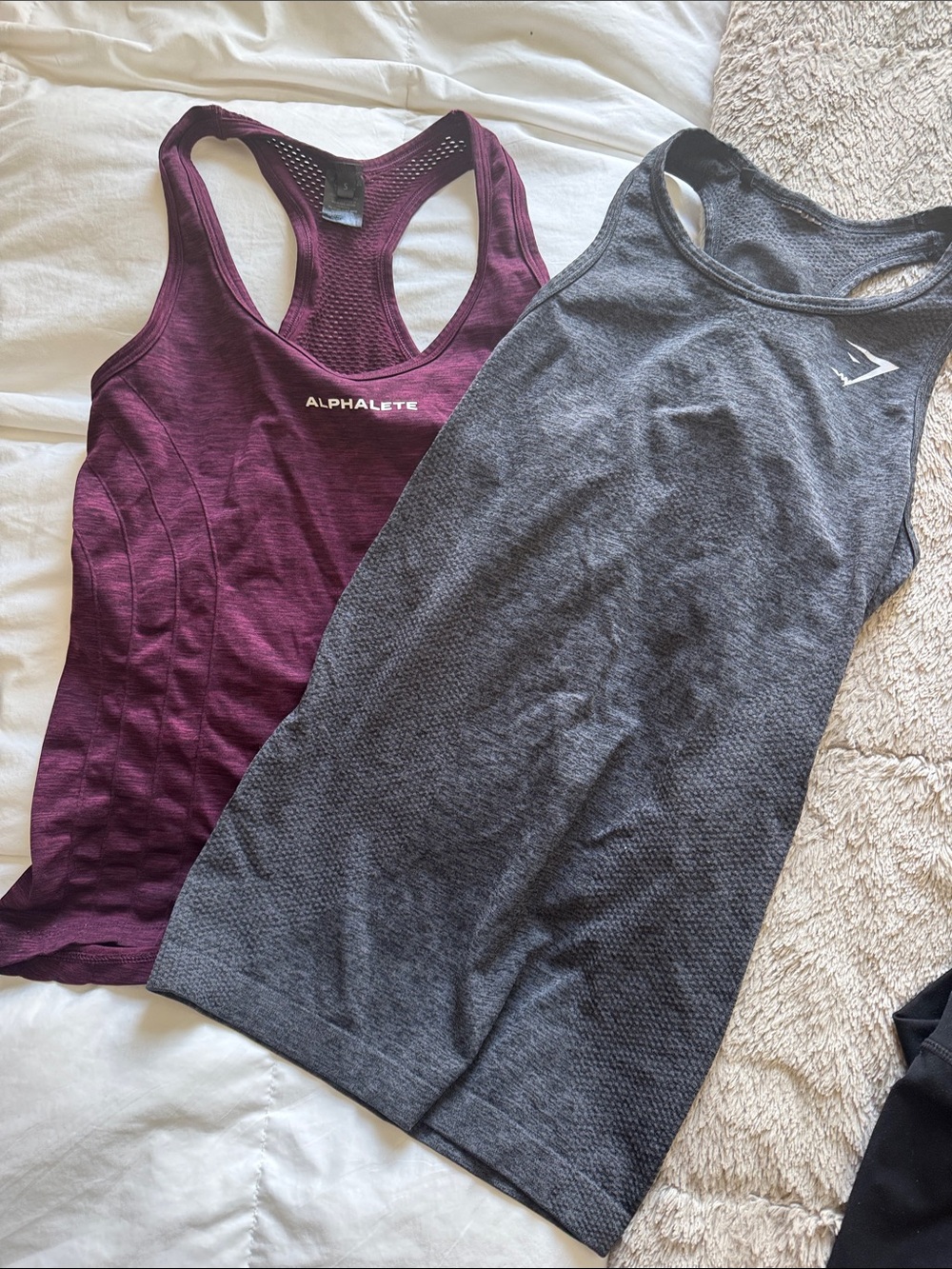 Alphalete Plum Racerback & Heather Gray Seamless Tank - Two Pack